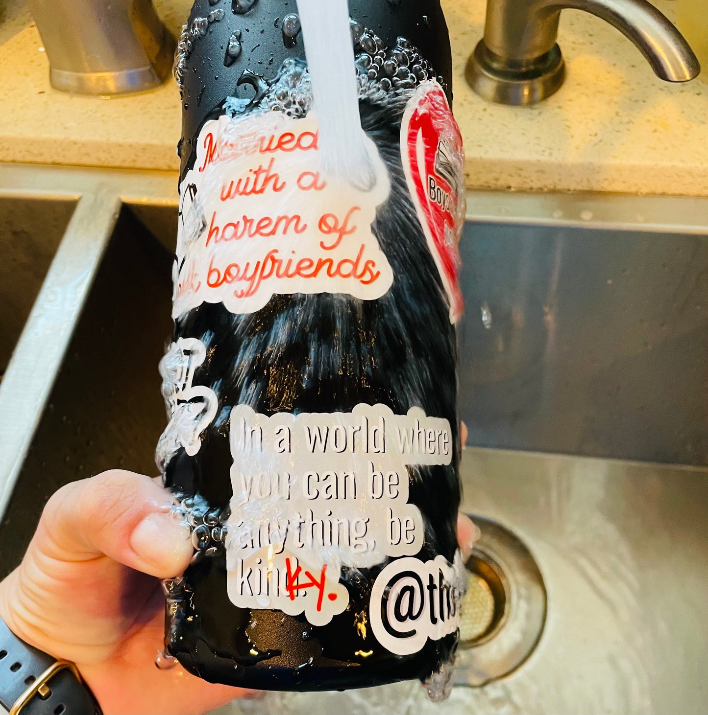 In a world where you can be anything, be kinky waterproof sticker