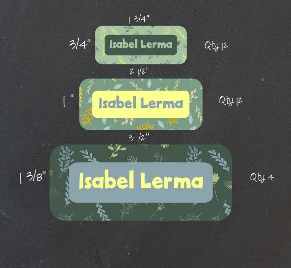 Waterproof Green and yellow floral Name Labels