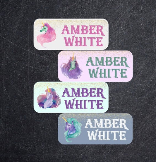 Watercolor Unicorns Name Labels