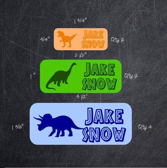 Water resistant Dinosaur Name Labels