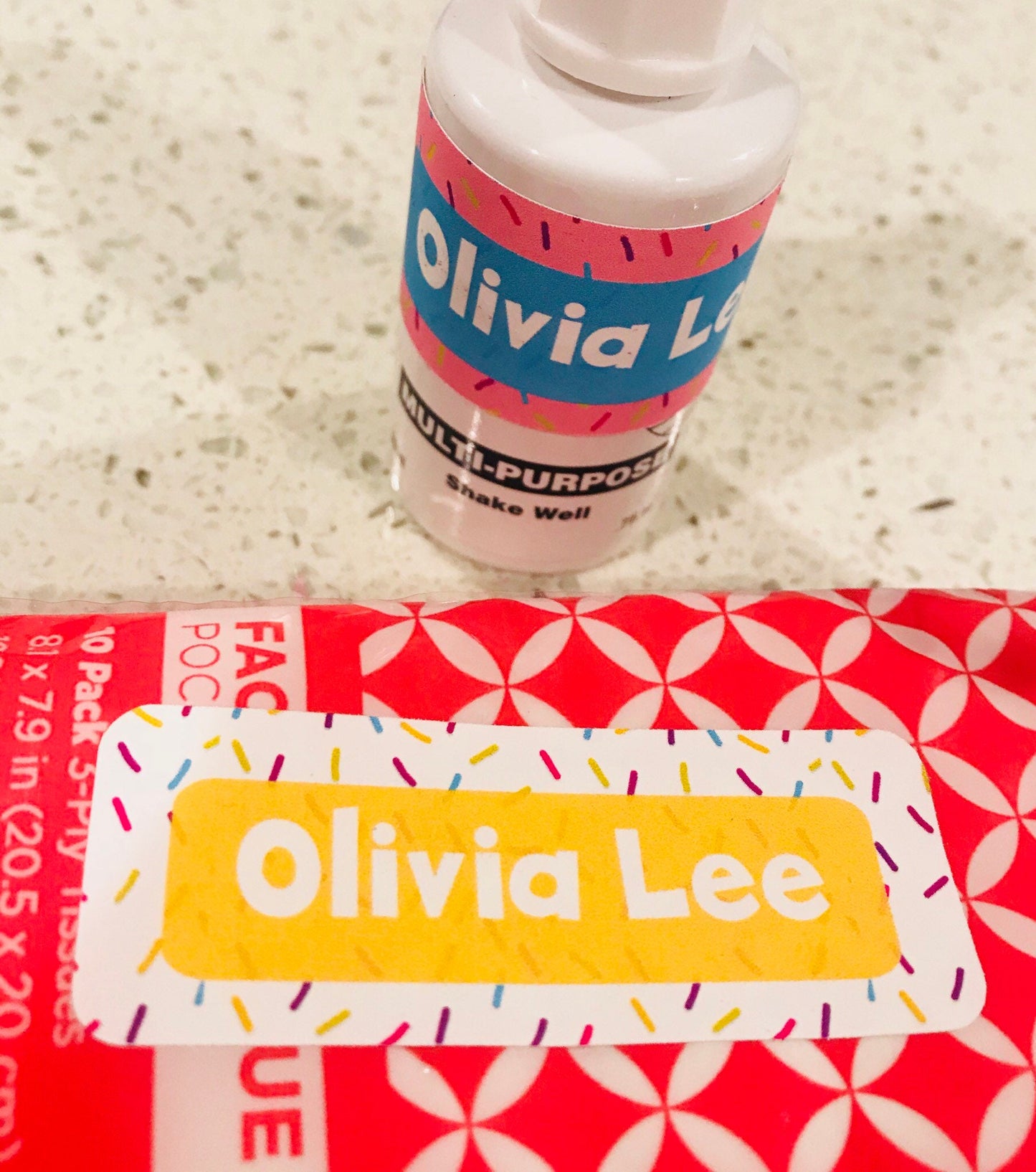 Waterproof Colorful Floral Name Labels