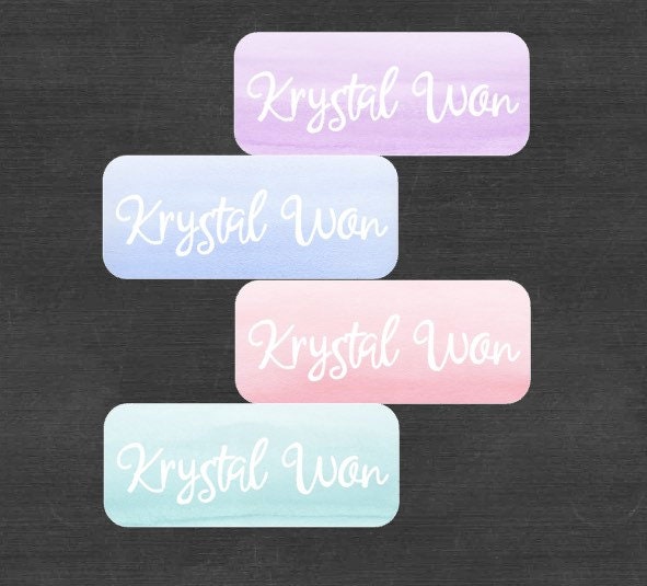 Watercolor Ombre Name Labels