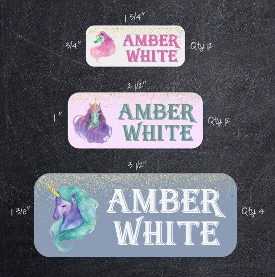 Watercolor Unicorns Name Labels