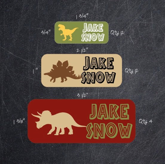 Water resistant Dinosaur Name Labels