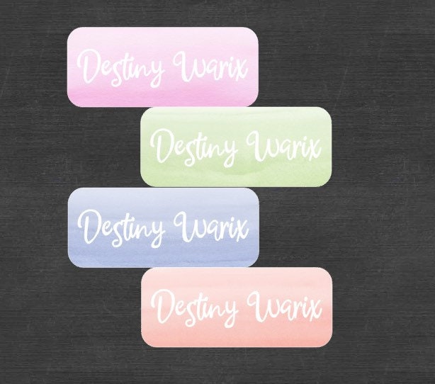 Watercolor Ombre Name Labels