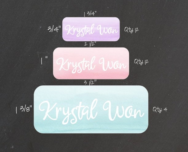 Watercolor Ombre Name Labels