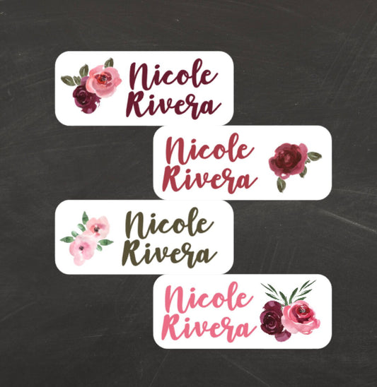 Waterproof Watercolor Flower Name Labels