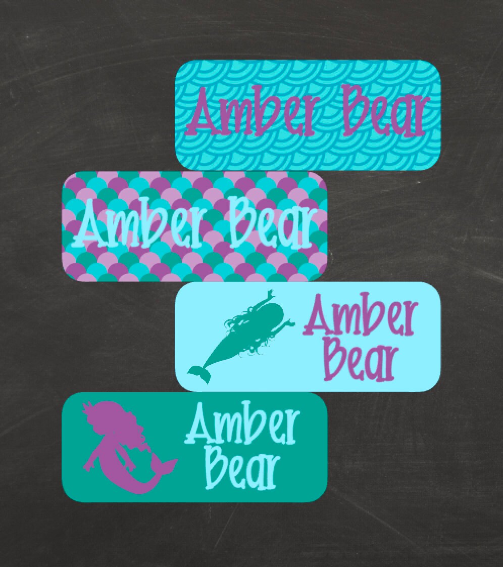 Waterproof Mermaid Name Labels