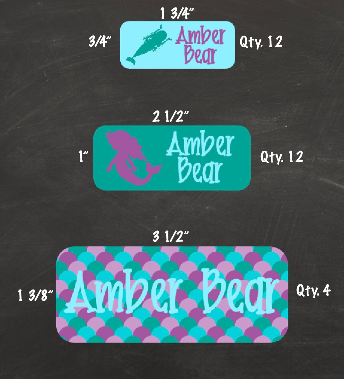 Waterproof Mermaid Name Labels