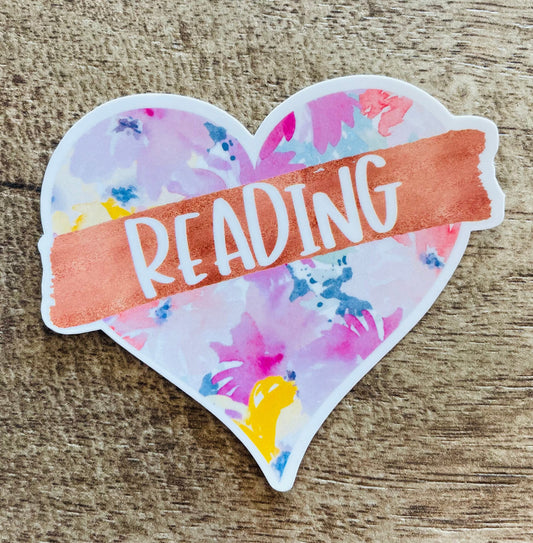 Reading Heart waterproof sticker