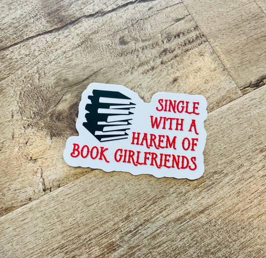 Single with a harem of book girlfriends waterproof sticker