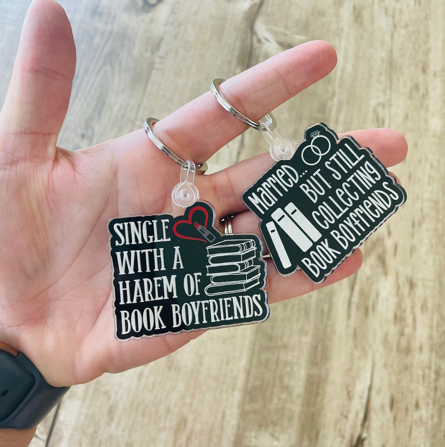 Single with a harem of book boyfriends keychain