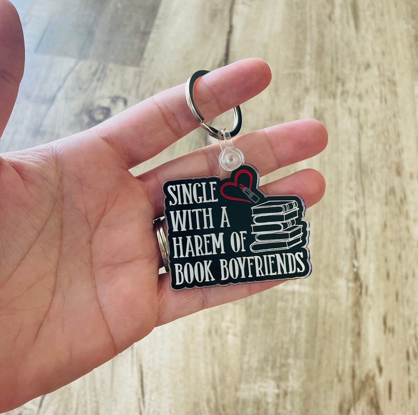 Single with a harem of book boyfriends keychain