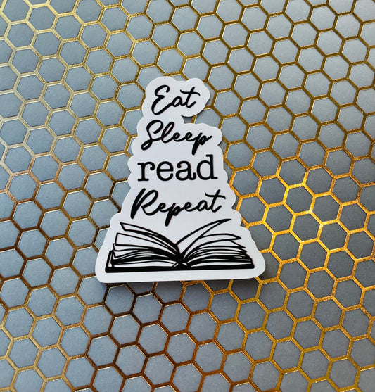 Eat Sleep Read Repeat waterproof sticker