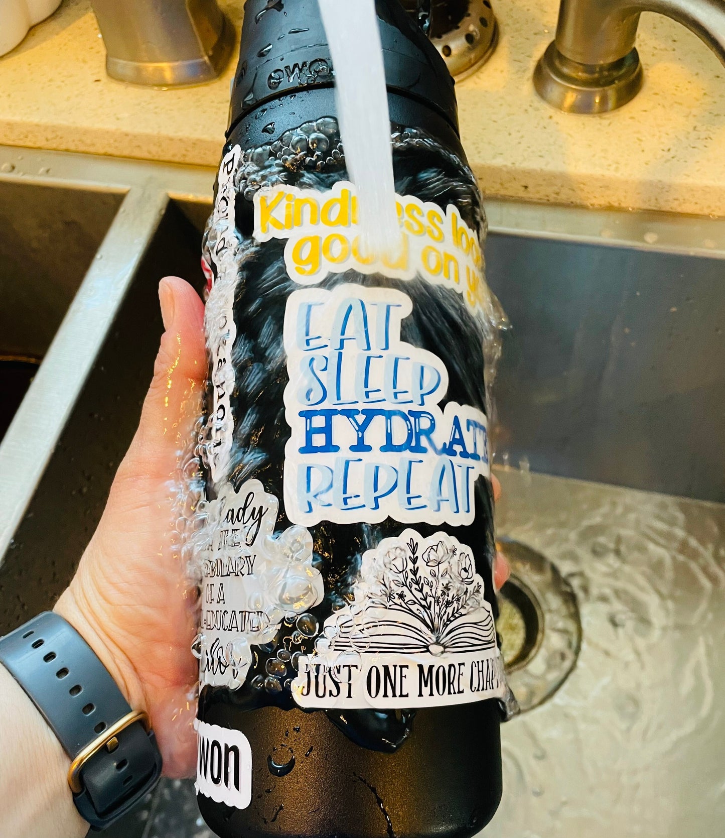 All you need is books, dogs and coffee waterproof sticker