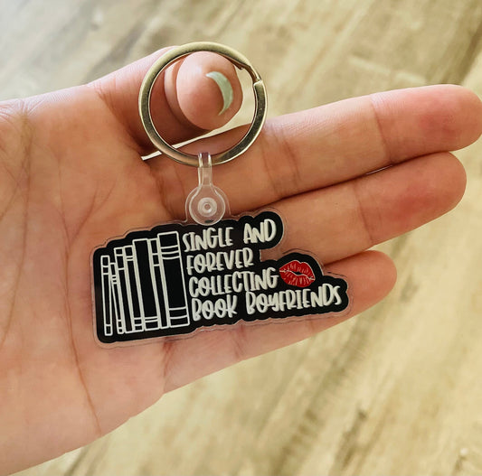 Single and forever collecting book boyfriends keychain