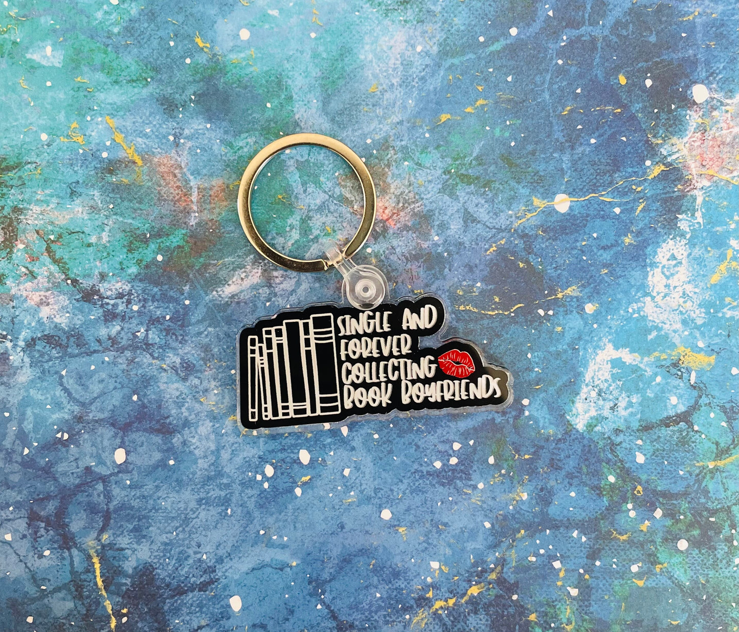 Single and forever collecting book boyfriends keychain