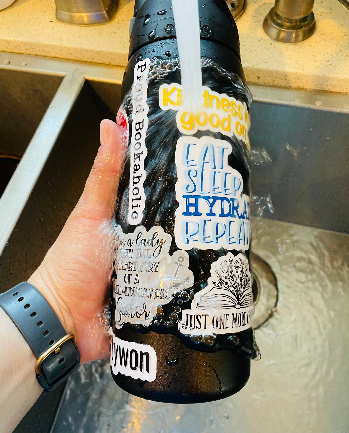All you need is books, dogs and coffee waterproof sticker