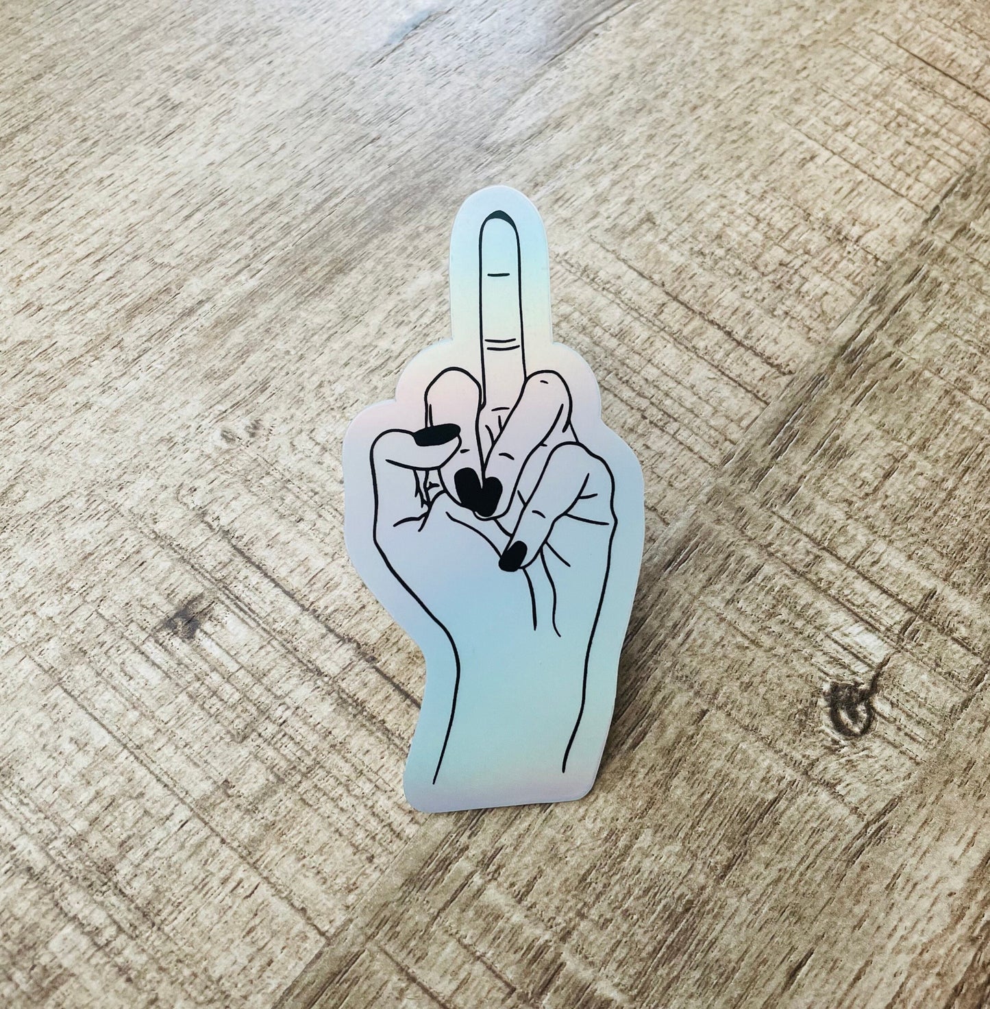 Middle finger, fuck you holographic waterproof sticker