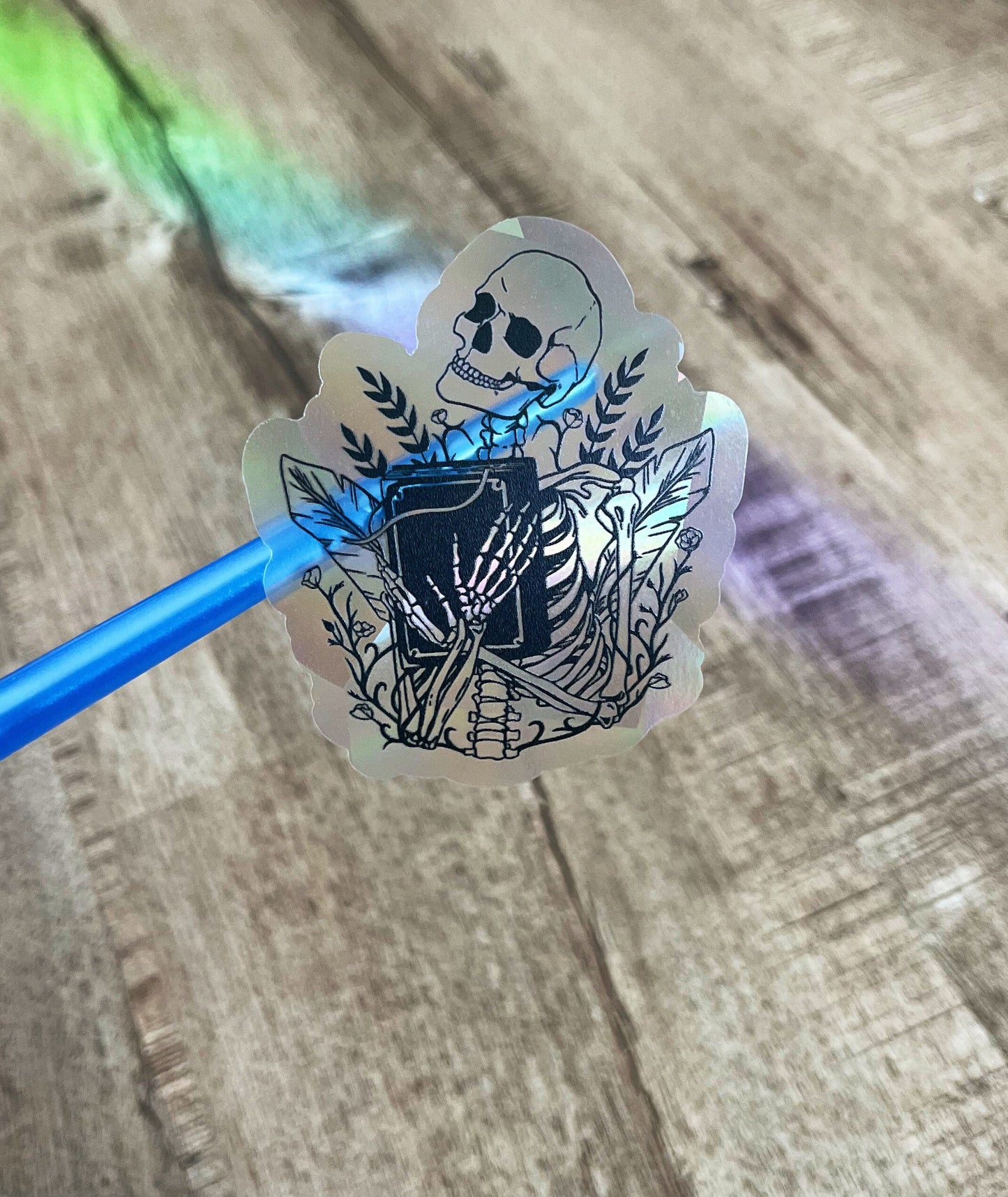 Skull holding book Sun Catcher